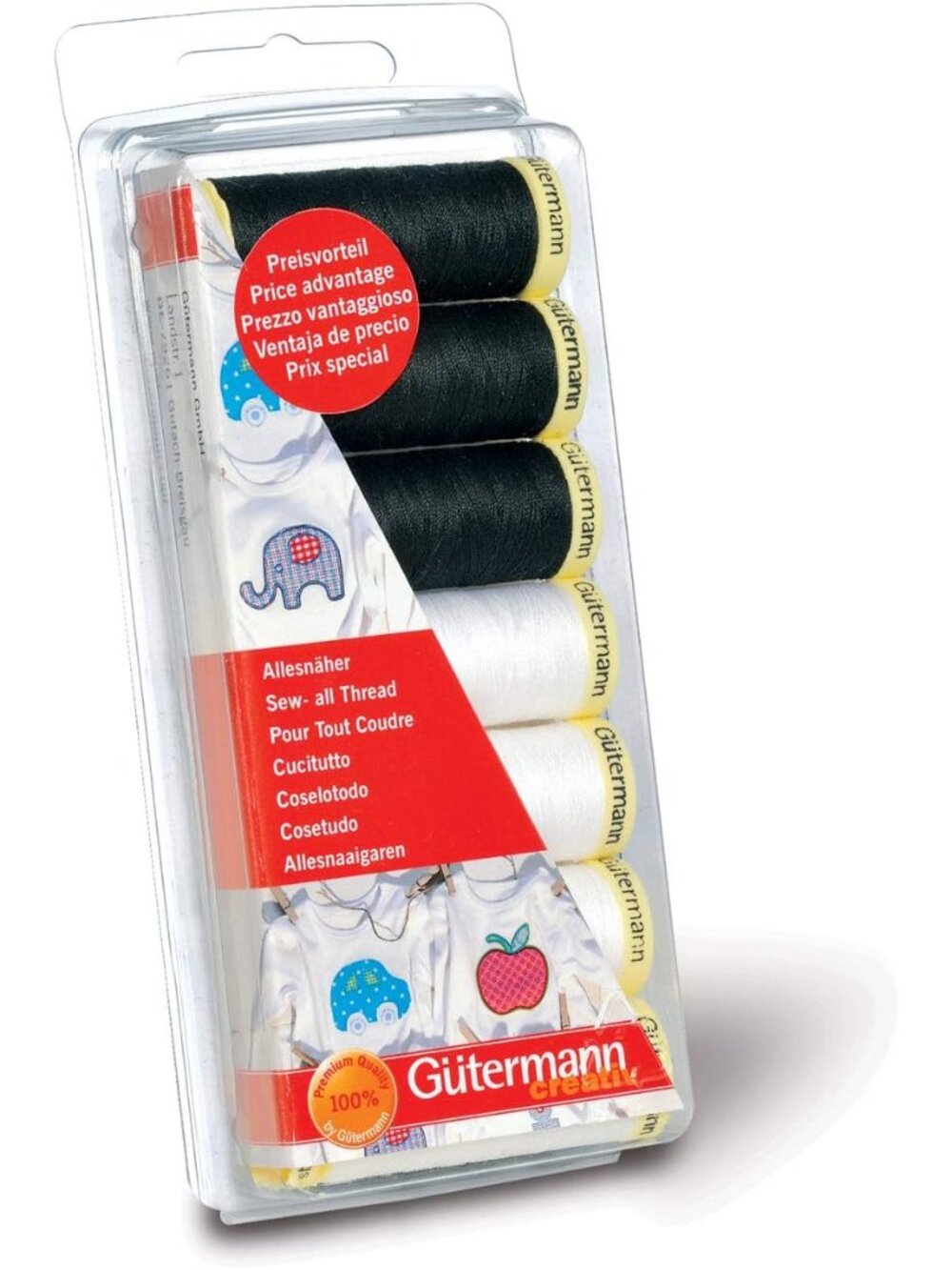 Thread Set: Sew-All: Black & White: 7 x 100m